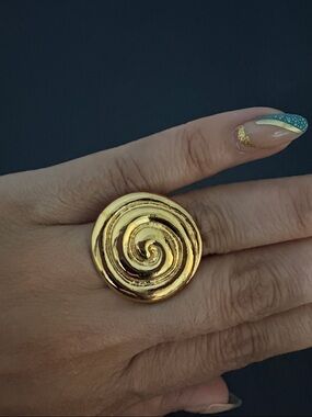 Mayamar Spiral 24K Gold Plated Statement Ring Size 7.5